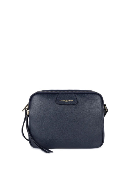 Lancaster 529-71 - CUIR DE VACHETTE - BLEU sac bandoulière trotteur 2 zips dune lancaster sacs-a-mains