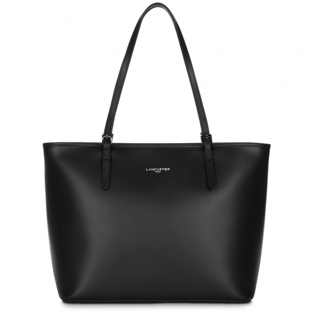 Lancaster 437-08 - CUIR DE VACHETTE - NOIR Constance - Grand Sac Cabas épaule sac-a-main-shopping-toile-ou-cuir