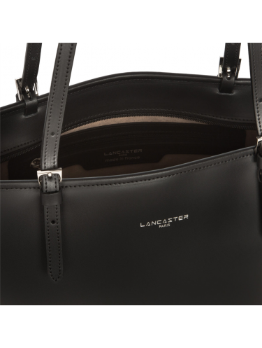 Lancaster 437-08 - CUIR DE VACHETTE - NOIR Constance - Grand Sac Cabas épaule sac-a-main-shopping-toile-ou-cuir