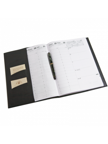 Atelier de la forêt 29-33 - CUIR DE VACHETTE - NOIR agenda bureau président sous-main
