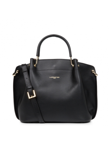 Lancaster 470-19 - CUIR DE VACHETTE - NOIR Foulonné Double - Grand Sac à main Louisa sacs-a-mains