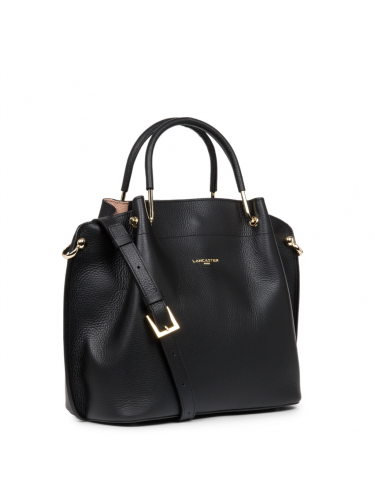 Lancaster 470-19 - CUIR DE VACHETTE - NOIR Foulonné Double - Grand Sac à main Louisa sacs-a-mains