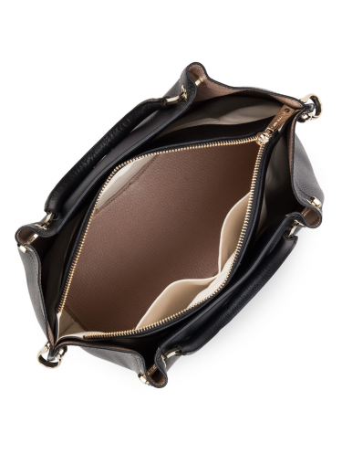 Lancaster 470-19 - CUIR DE VACHETTE - NOIR Foulonné Double - Grand Sac à main Louisa sacs-a-mains
