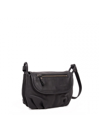 Nat & Nin JENNY - CUIR DE VACHETTE - NOIR sac bandoulière rabat gibecière m jenny sacs-a-mains