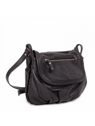 Nat & Nin JEN - CUIR DE VACHETTE - NOIR sac à rabat gibecière jen sacs-a-mains