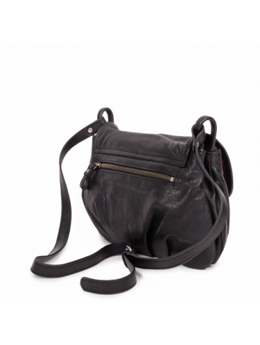 Nat & Nin JEN - CUIR DE VACHETTE - NOIR sac à rabat gibecière jen sacs-a-mains