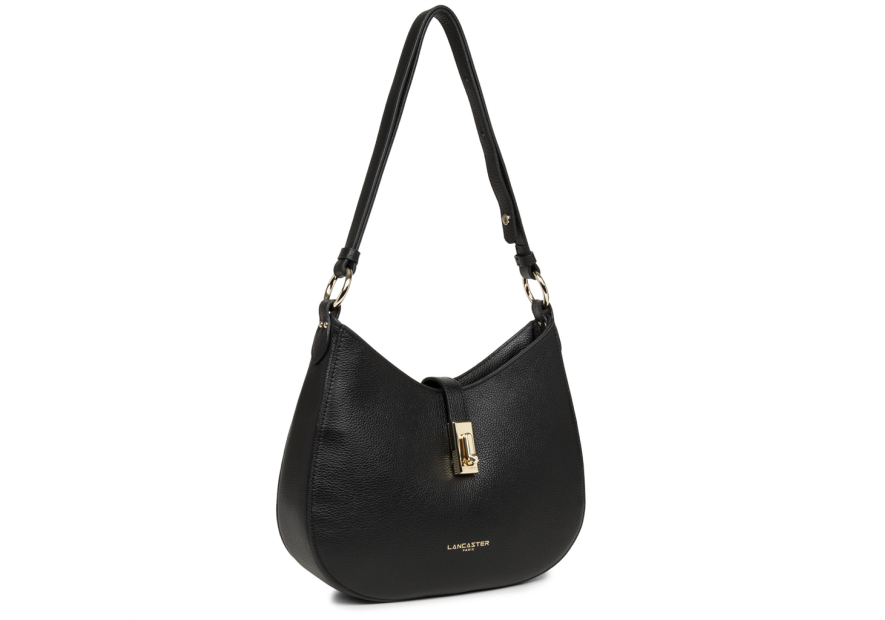 Lancaster 547-48 - CUIR DE VACHETTE - NOIR Foulonné Milano - Sac Besace