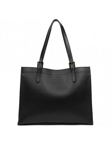 Lancaster 470-24 - CUIR DE VACHETTE - NOIR Foulonné Double - Sac cabas épaule sac-a-main-shopping-toile-ou-cuir