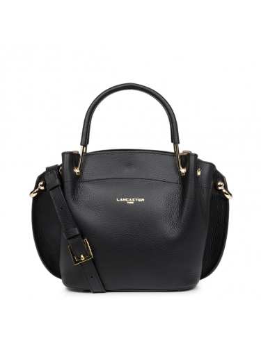 Lancaster 470-18 - CUIR DE VACHETTE - NOIR Foulonné Double - Sac à main Louisa sacs-a-mains