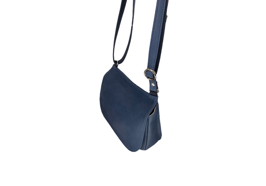 Les Ateliers Foures B339 - CUIR DE VACHETTE - OCÉAN sac à rabat forme selle avec bandoulière réglable Sac business