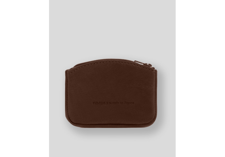 Les Ateliers Foures 9104 - CUIR DE VACHETTE - COGNAC porte-monnaie zip plat avec compartiment carte Porte-monnaie
