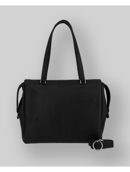 Les Ateliers Foures B650 - CUIR DE VACHETTE - NOIR Shopper business Barouseuse Sac business