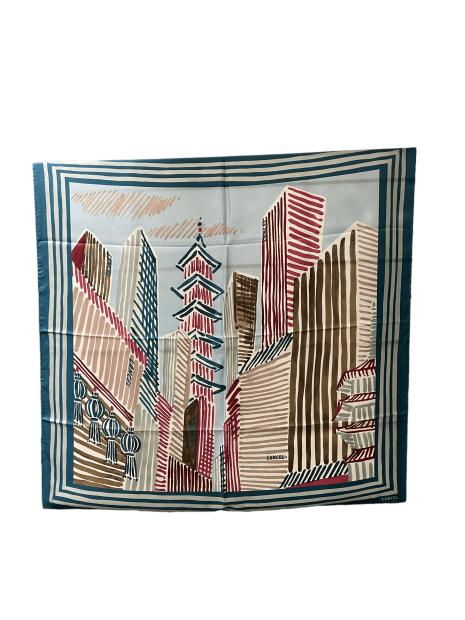 Lancel A12559 - SOIE - MULTI BRUME lancel- pop asian city- carré de soie carre-de-soie