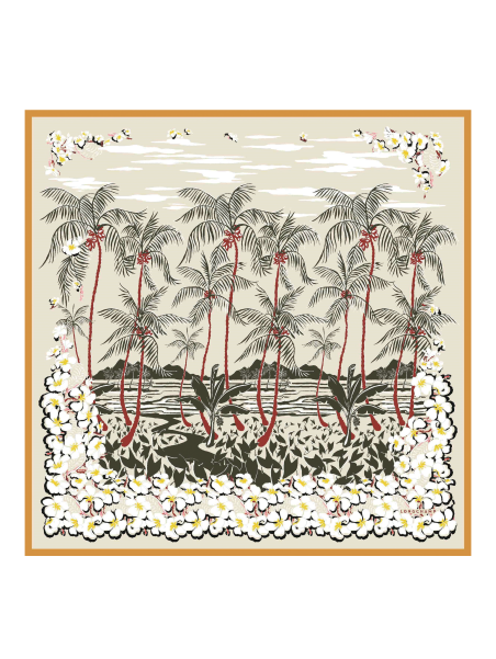Longchamp 50630/SOI - SOIE - ABRICOT - 222 longchamp- carré de soie- fleurs hawaiennes Foulards/Etoles