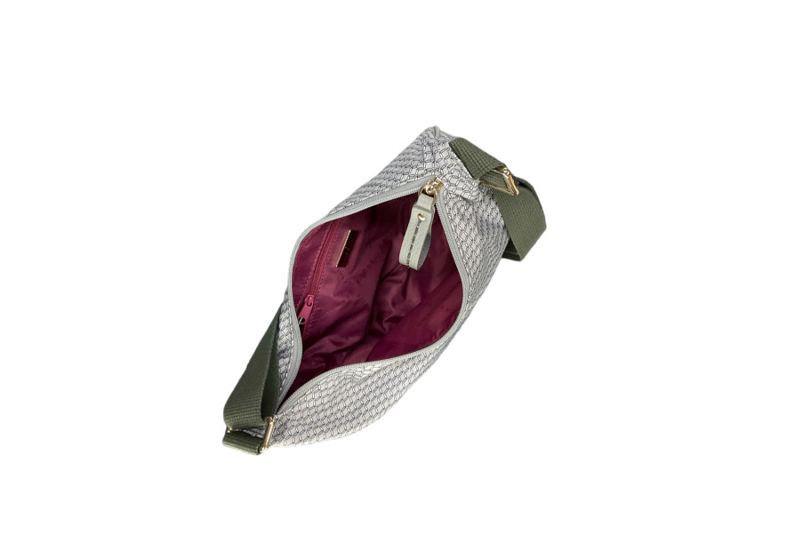 vison'a 23712 - TOILE ET CUIR - PERLA. visona'- plinio- porté travers demi lune Sac business