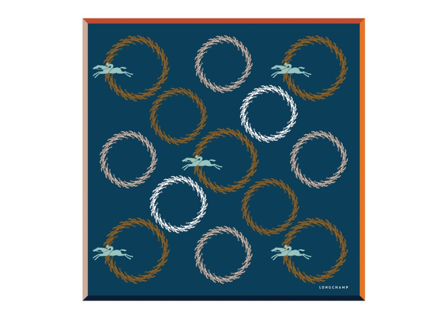 Longchamp 50634/GSO - SOIE - MARINE - 006 carré de soie manège longchamp 50x50cm Foulards/Etoles