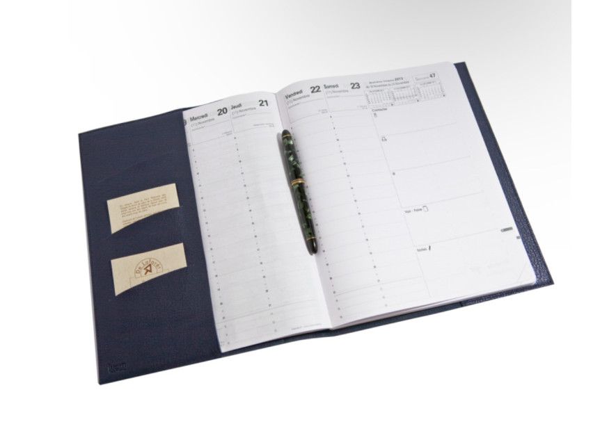 Atelier de la forêt 29-33 - CUIR DE VACHETTE - MARIN agenda bureau président Accessoires